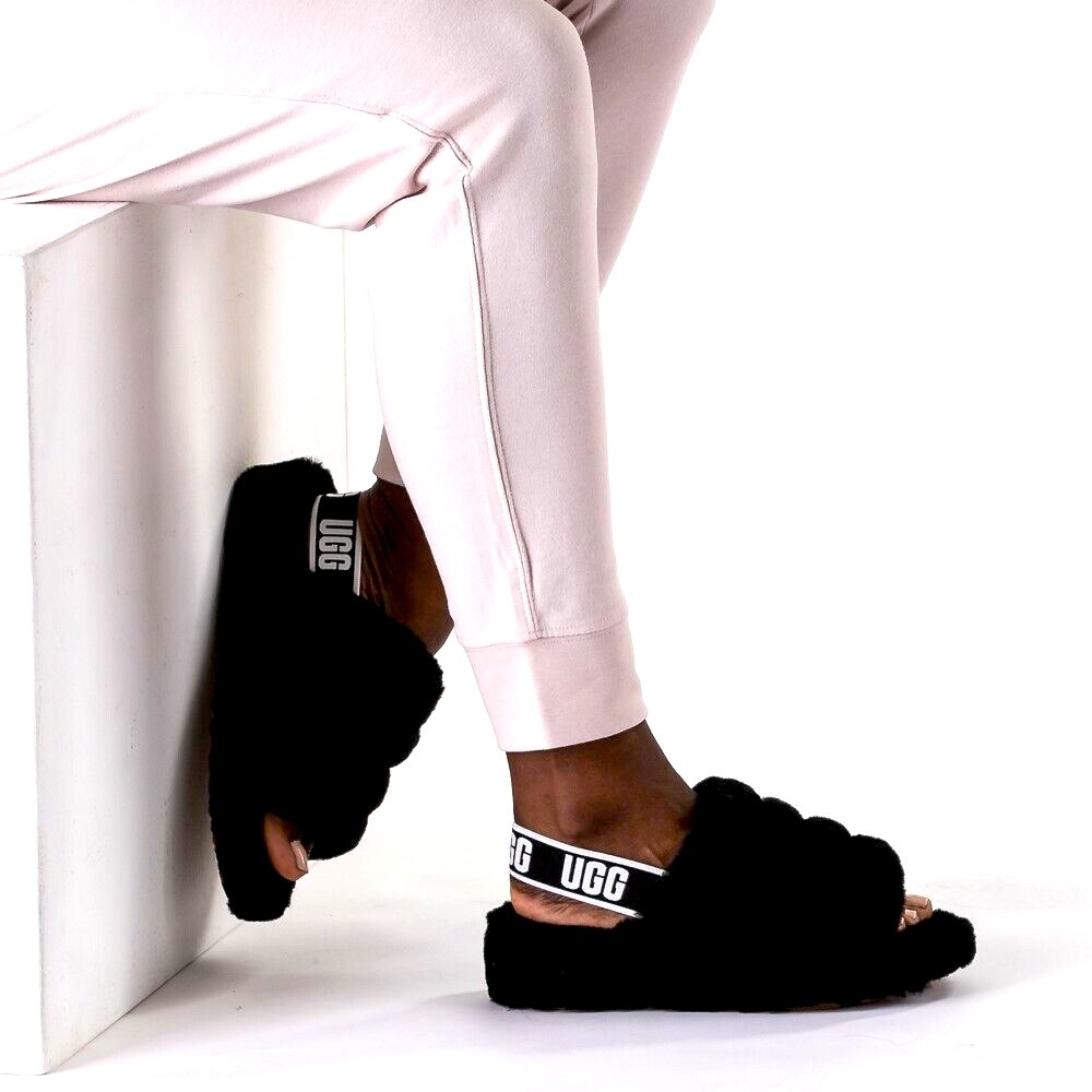 Ugg Fluff Yeah Black Slippers size 10